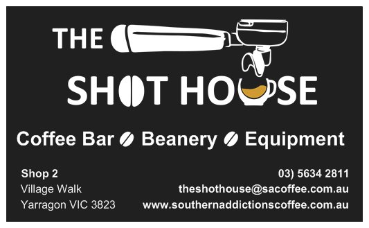 The Shot House - Coffee Bar - Beanery - Equipment